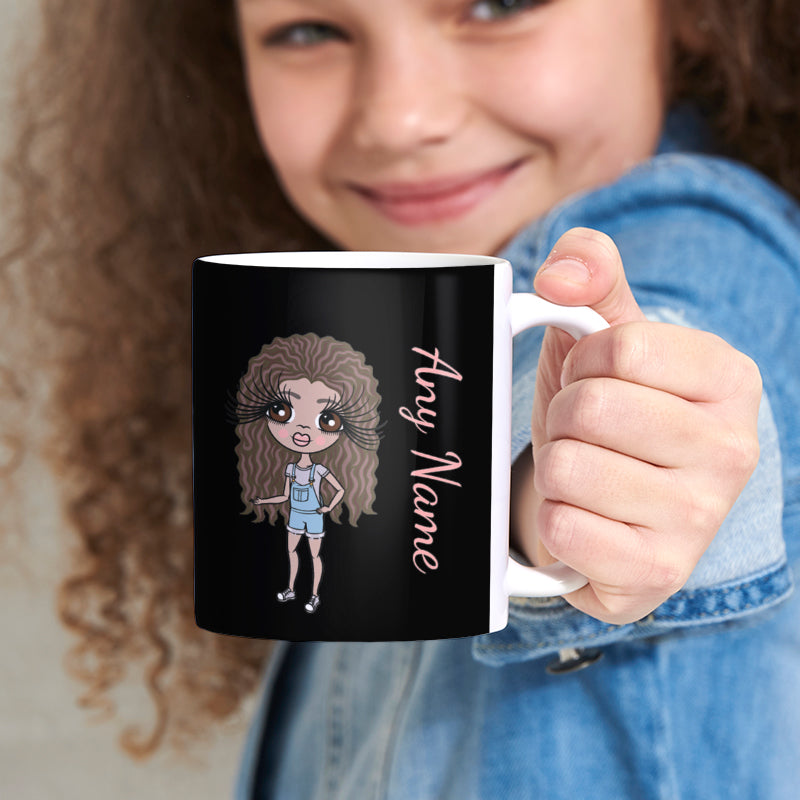 Girls Personalized Black Mug