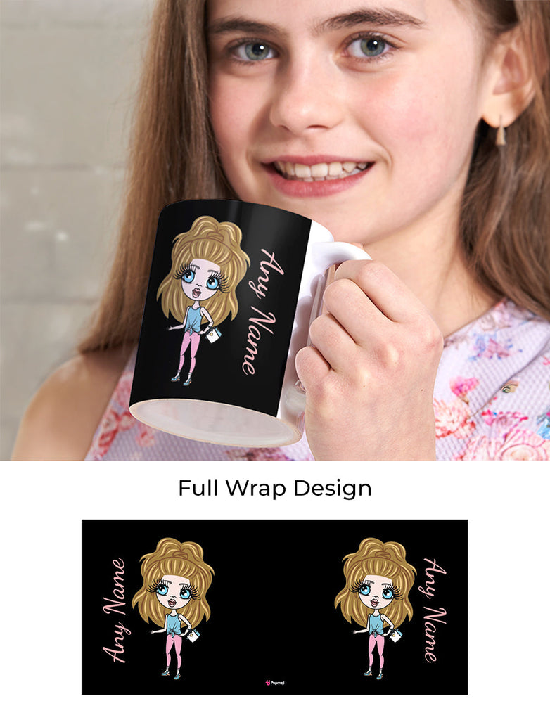 Girls Personalized Black Mug