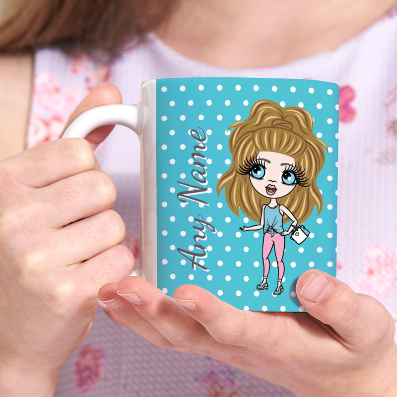 Girls Personalized Blue Polka Dot Mug