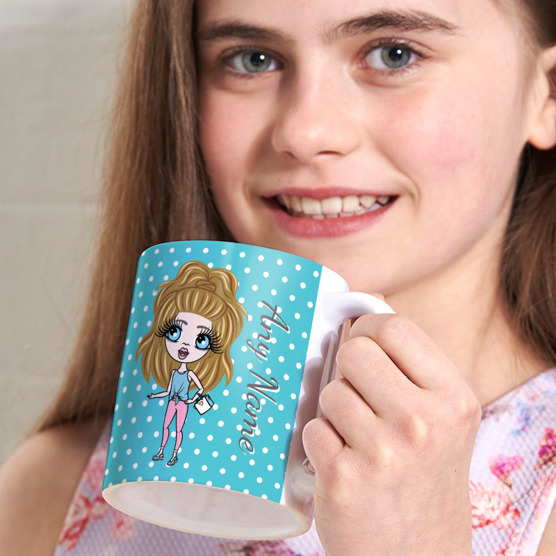Girls Personalized Blue Polka Dot Mug