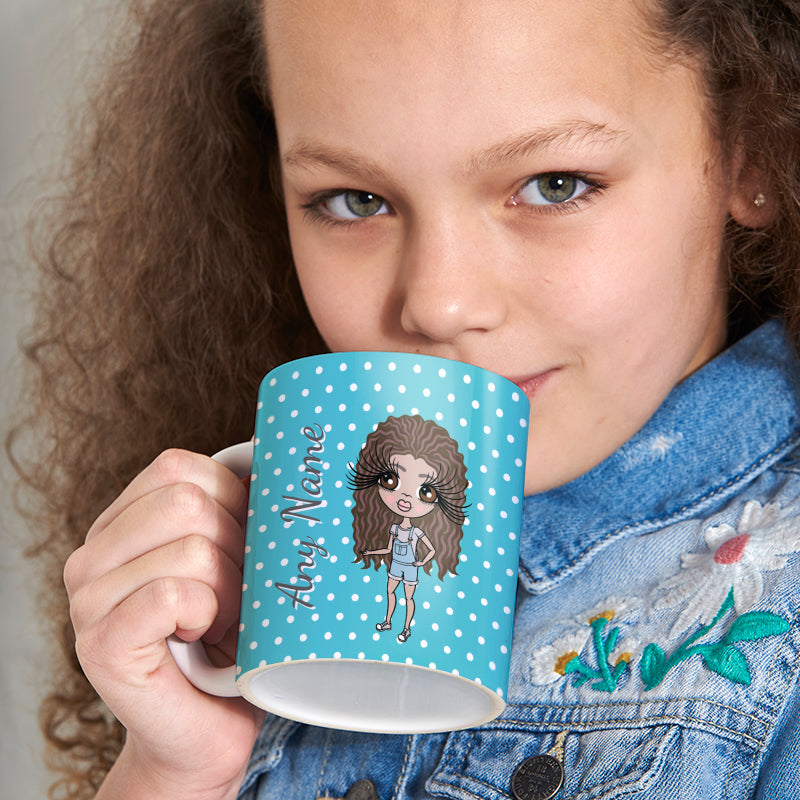 Girls Personalized Blue Polka Dot Mug