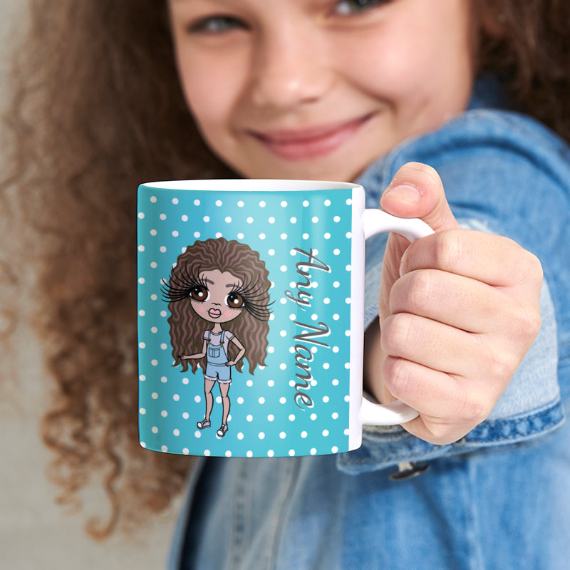Girls Personalized Blue Polka Dot Mug