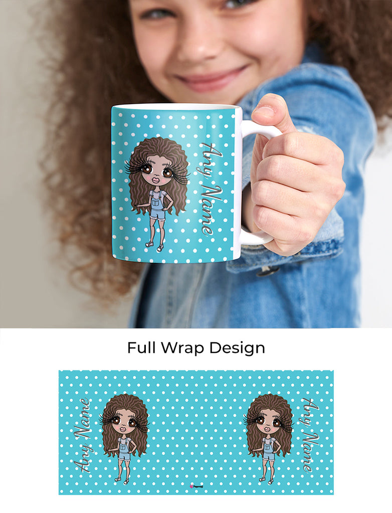 Girls Personalized Blue Polka Dot Mug