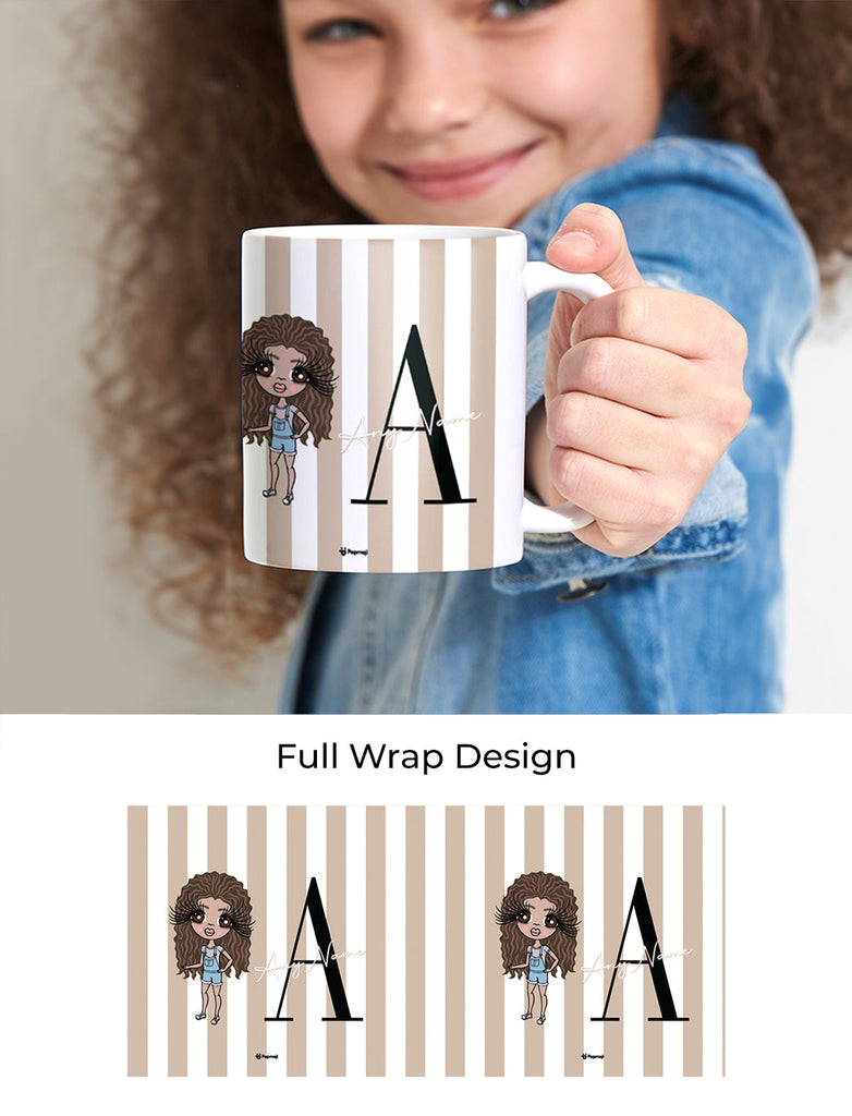 Girls Personalized The LUX Collection Initial Stripe Mug