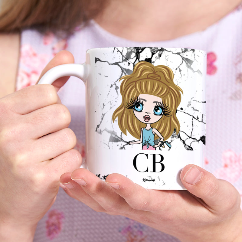 Girls Personalized The LUX Collection Black and White Marble Mug