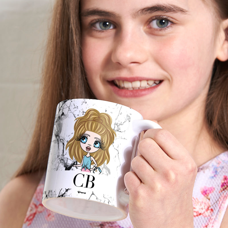 Girls Personalized The LUX Collection Black and White Marble Mug