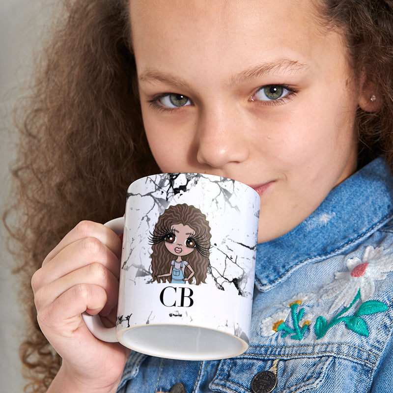 Girls Personalized The LUX Collection Black and White Marble Mug