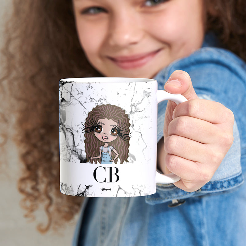 Girls Personalized The LUX Collection Black and White Marble Mug