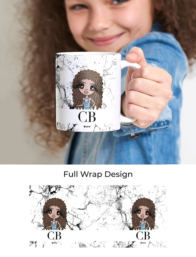 Girls Personalized The LUX Collection Black and White Marble Mug