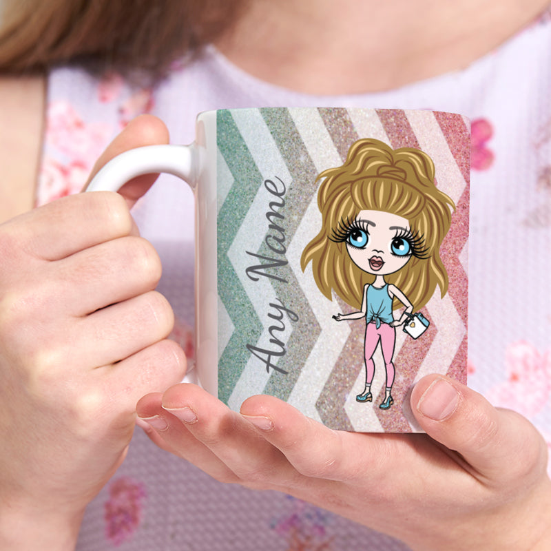 Girls Personalized Zig Zag Sparkle Mug