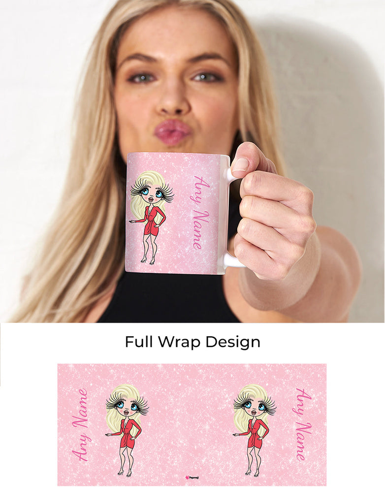 Womens Personalized Baby Pink Glitter Mug
