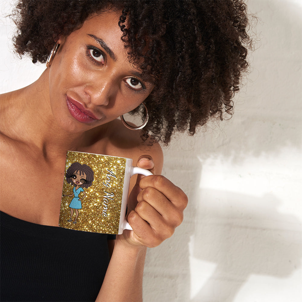 Womens Personalized Glitter Effect Mug