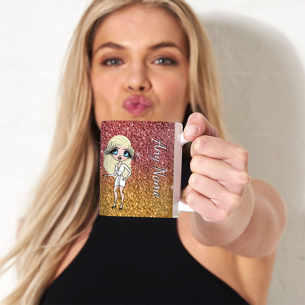 Womens Personalized Ombre Glitter Effect Mug