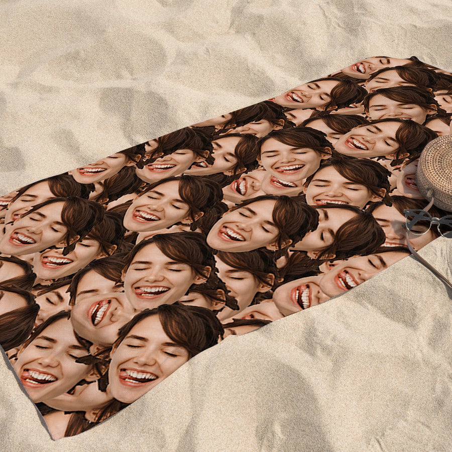 Face Pattern Beach Towel