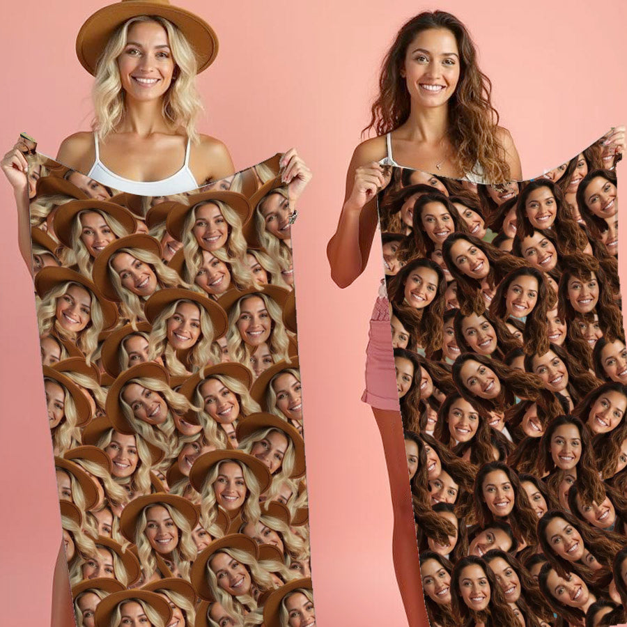 Face Pattern Beach Towel