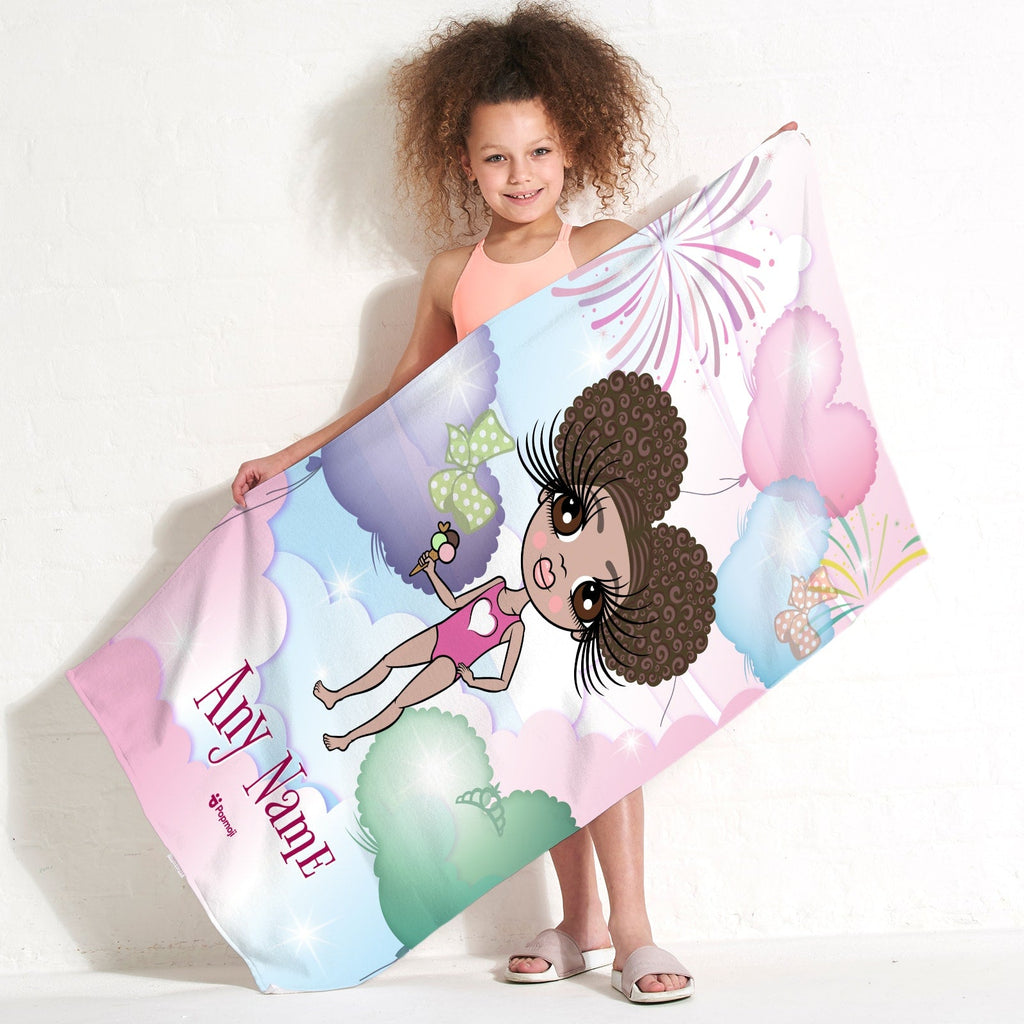 Girls Personalized Magical Balloon Beach Towel