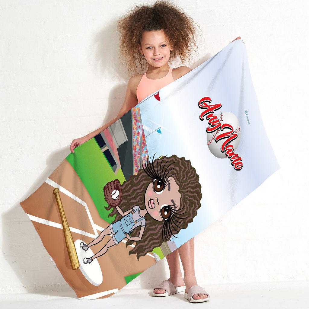 Girls Personalized Baseball Beach Towel