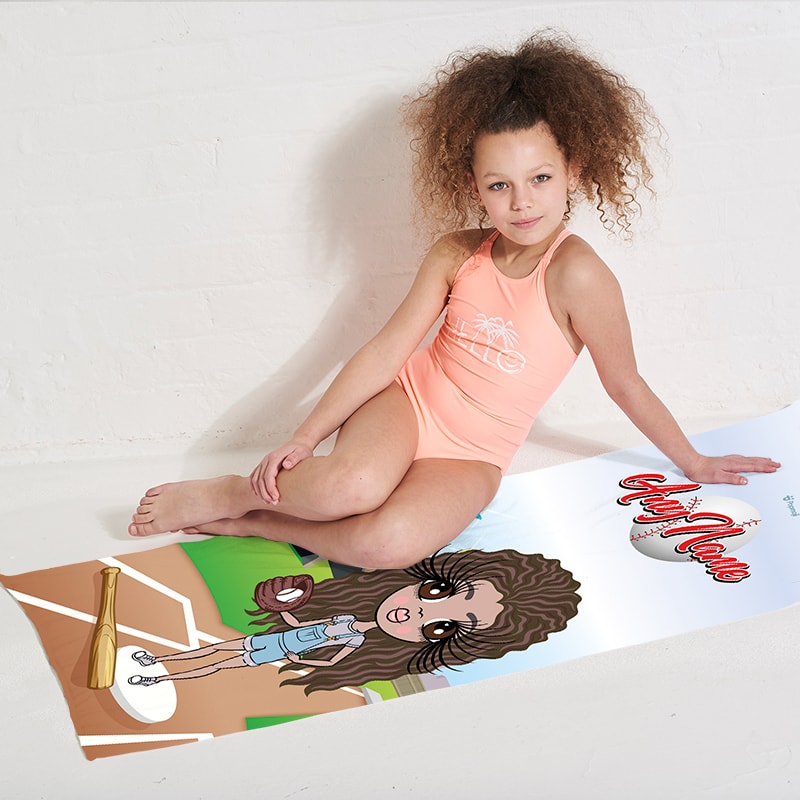 Girls Personalized Baseball Beach Towel