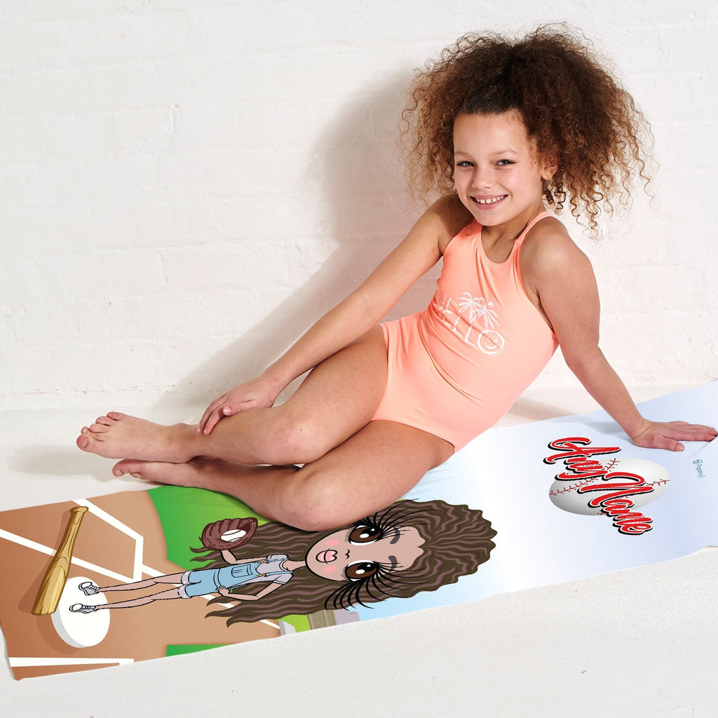 Girls Personalized Baseball Beach Towel