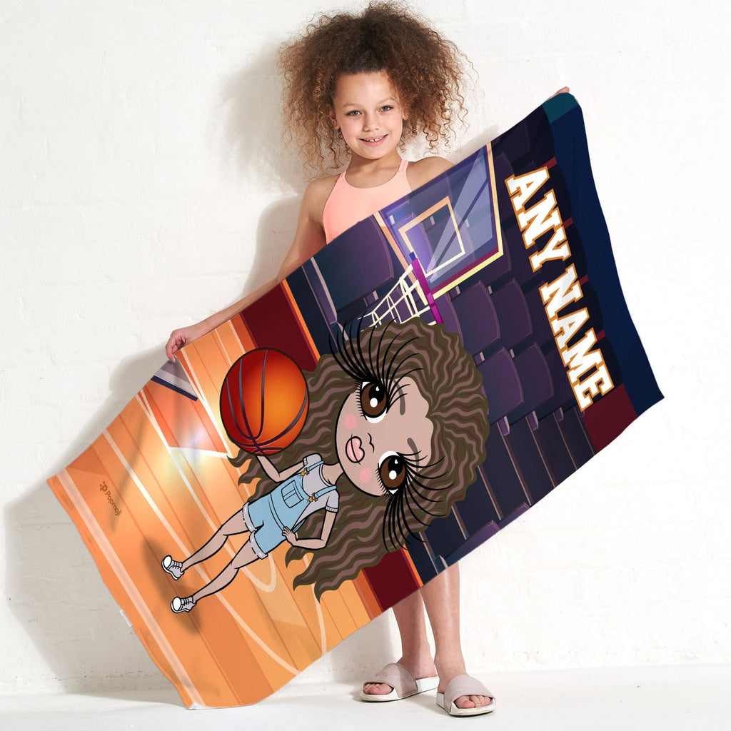 Girls Personalized Basketball Beach Towel