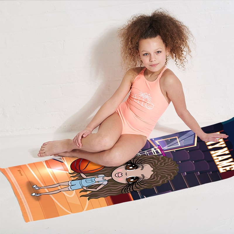 Girls Personalized Basketball Beach Towel