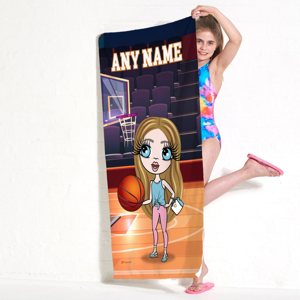 Girls Personalized Basketball Beach Towel