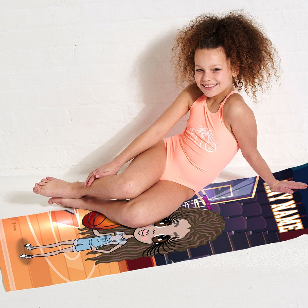 Girls Personalized Basketball Beach Towel