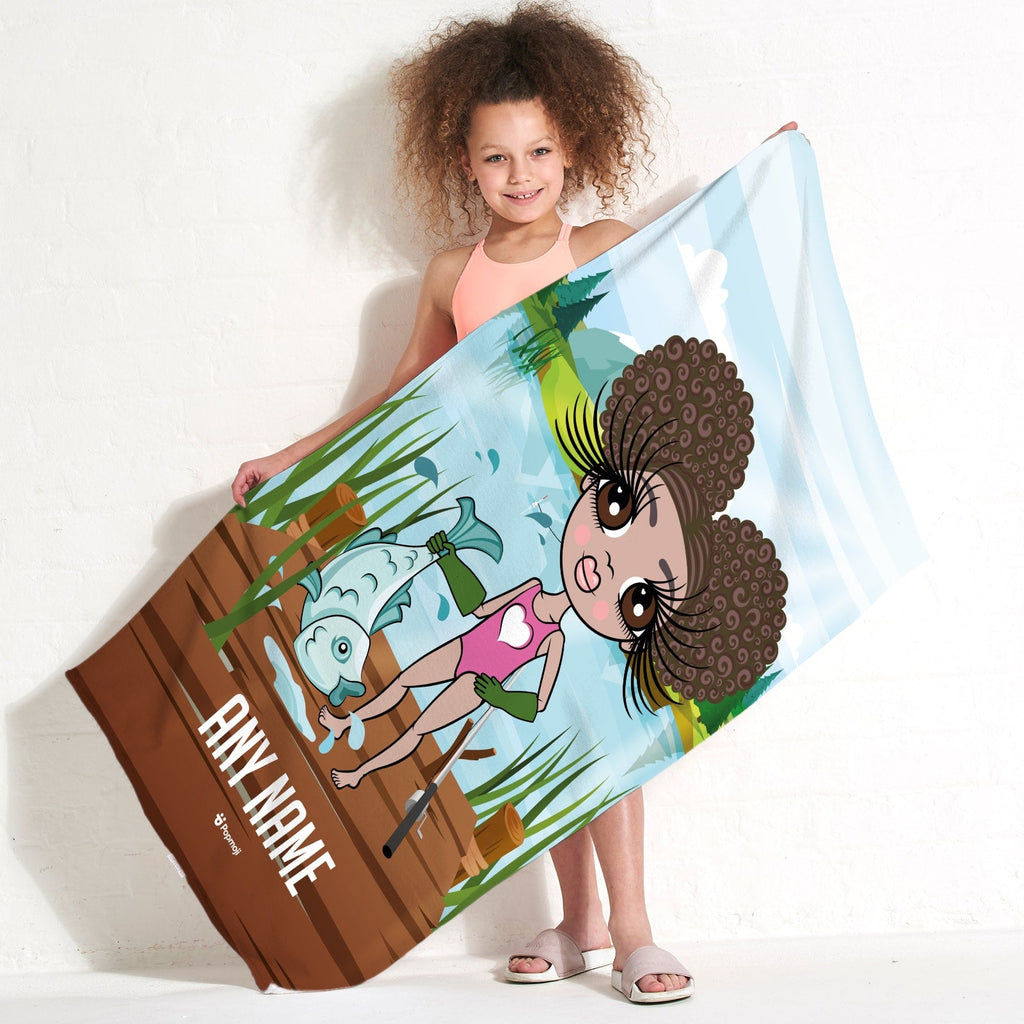 Girls Personalized Catch Of The Day Beach Towel