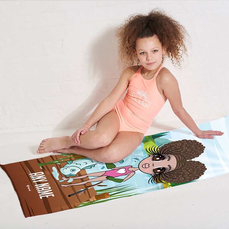 Girls Personalized Catch Of The Day Beach Towel
