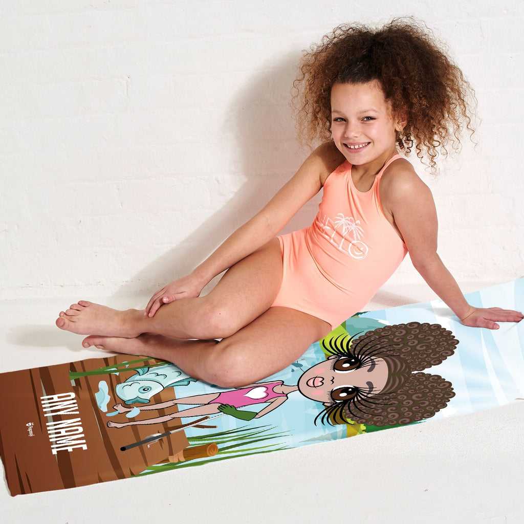 Girls Personalized Catch Of The Day Beach Towel