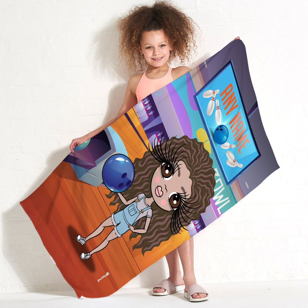 Girls Personalized Bowling Master Beach Towel