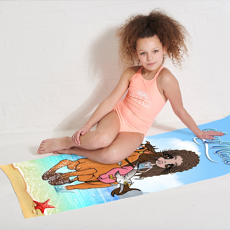 Girls Personalized Horsey Beach Towel
