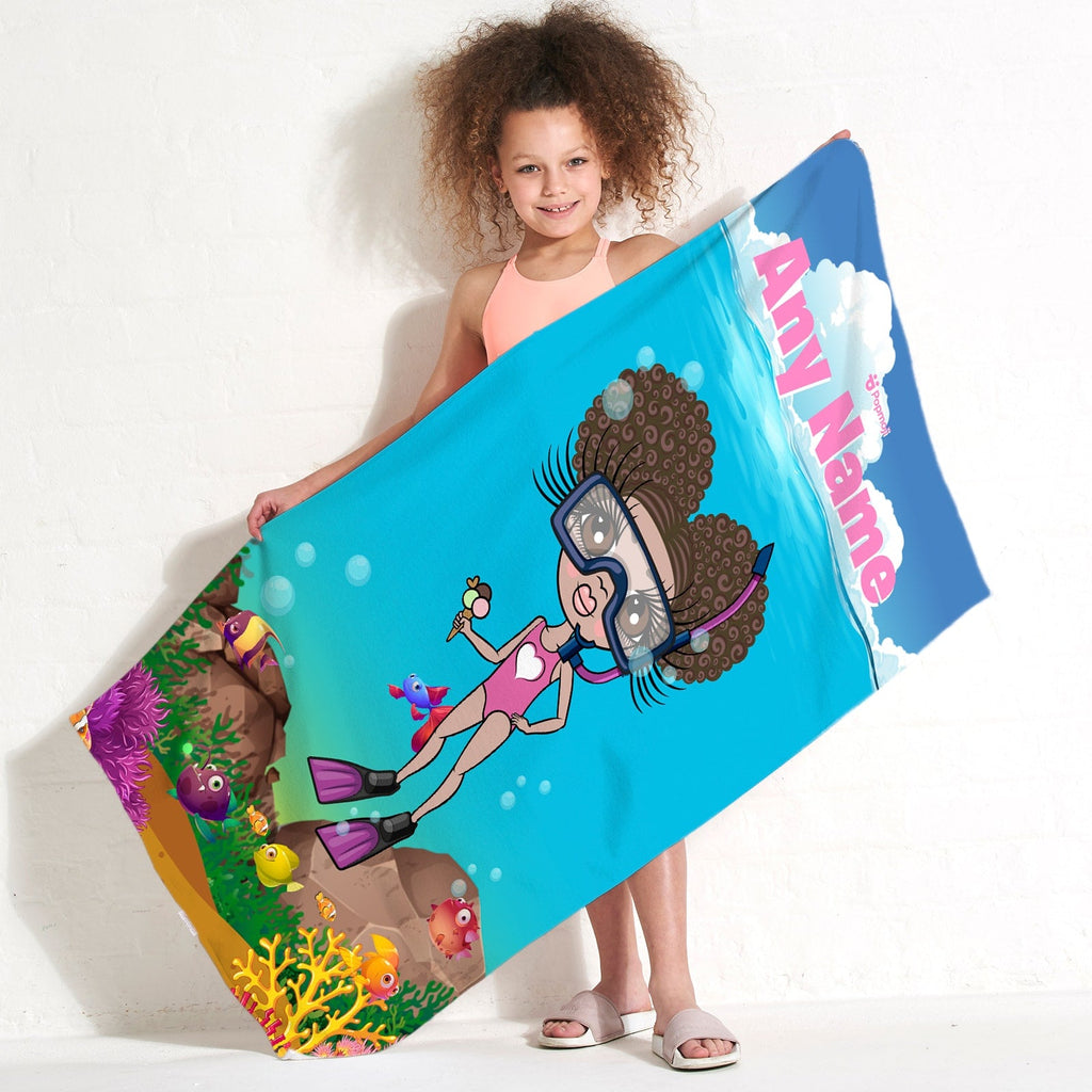 Girls Personalized Scuba Beach Towel