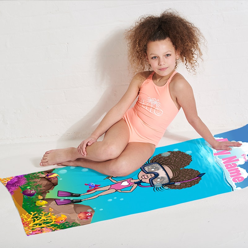 Girls Personalized Scuba Beach Towel