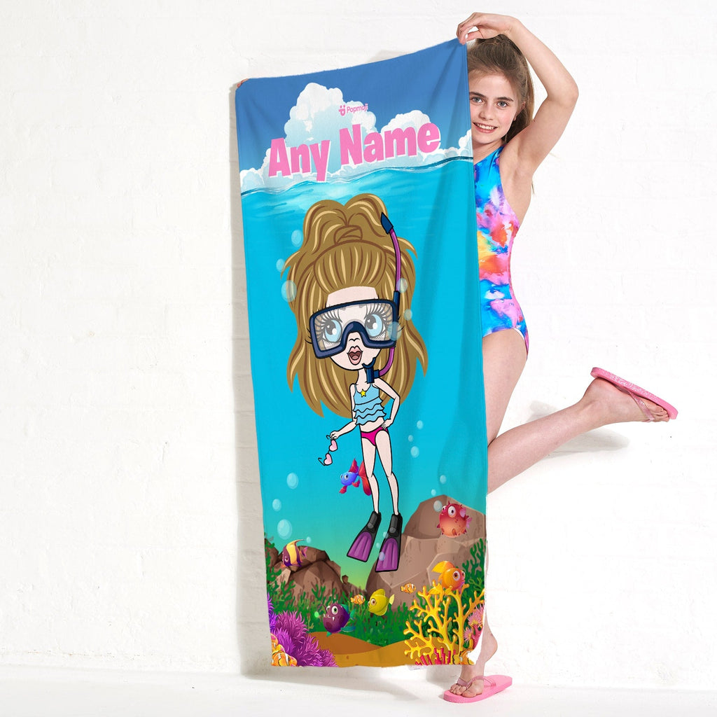 Girls Personalized Scuba Beach Towel