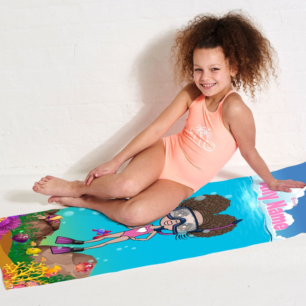 Girls Personalized Scuba Beach Towel