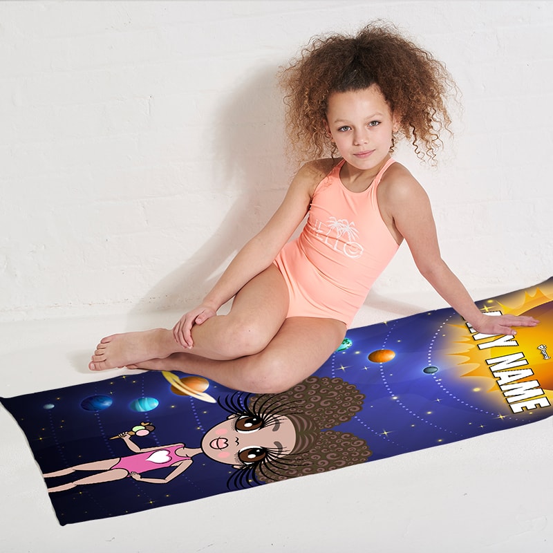 Girls Personalized Space Galaxy Beach Towel