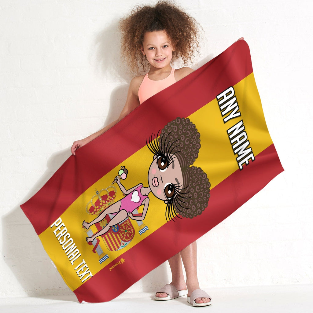 Girls Personalized Spanish Flag Beach Towel