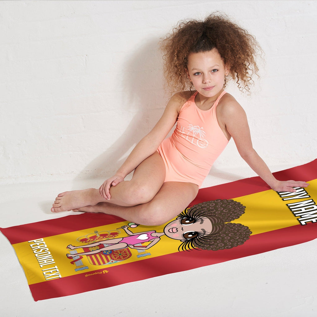 Girls Personalized Spanish Flag Beach Towel