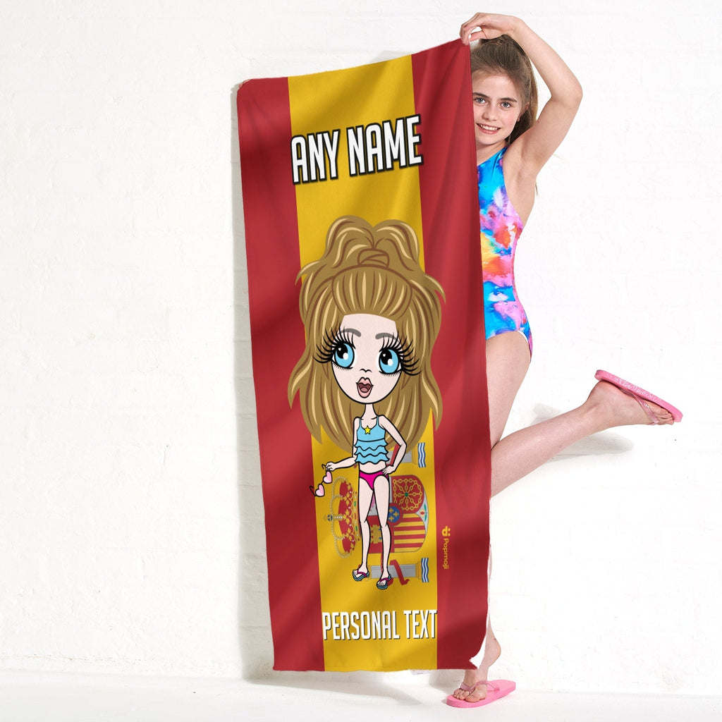 Girls Personalized Spanish Flag Beach Towel