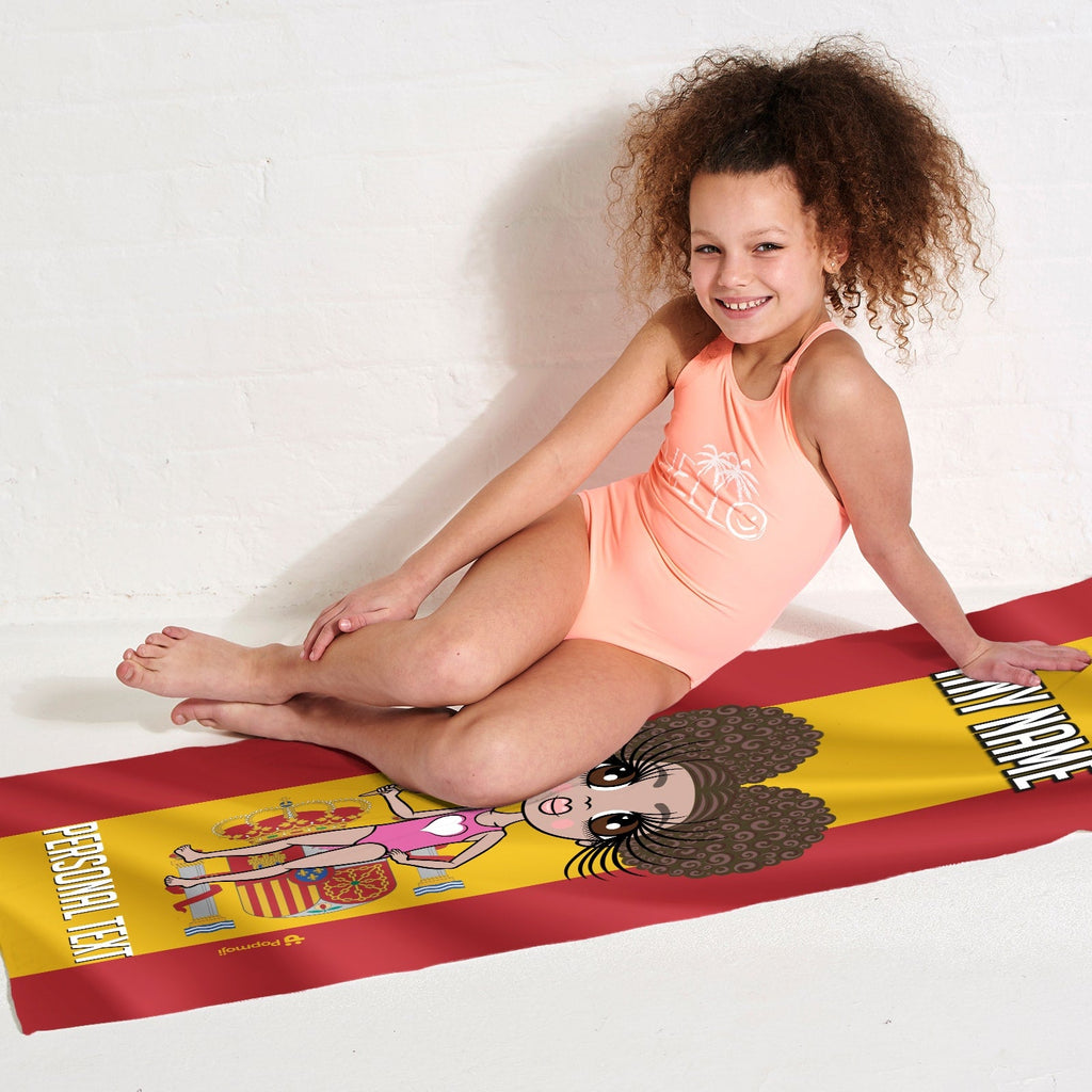 Girls Personalized Spanish Flag Beach Towel
