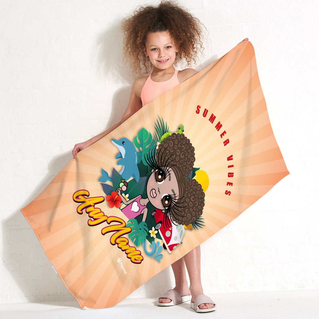 Girls Personalized Summer Vibes Beach Towel
