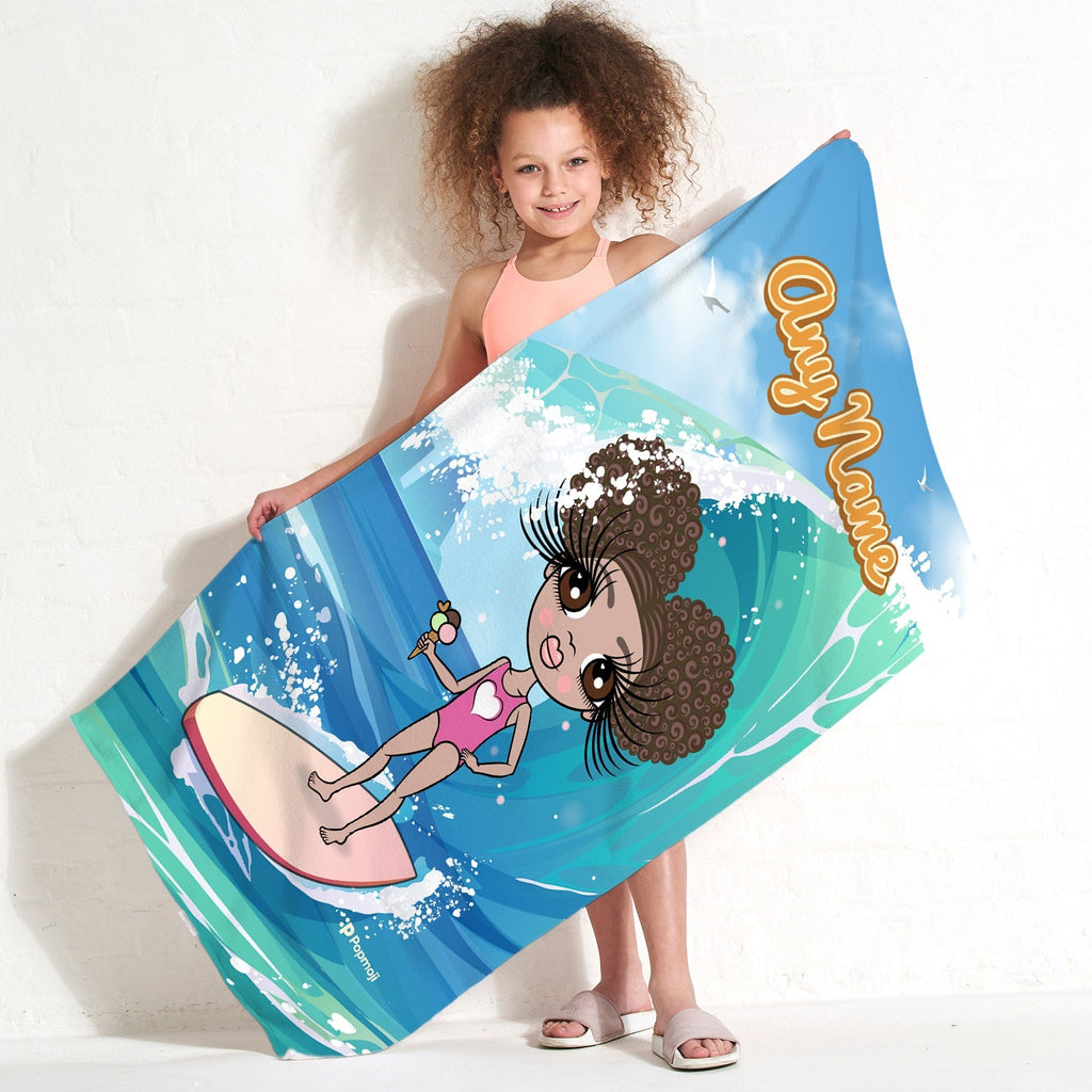 Girls Personalized Surfs Up Beach Towel