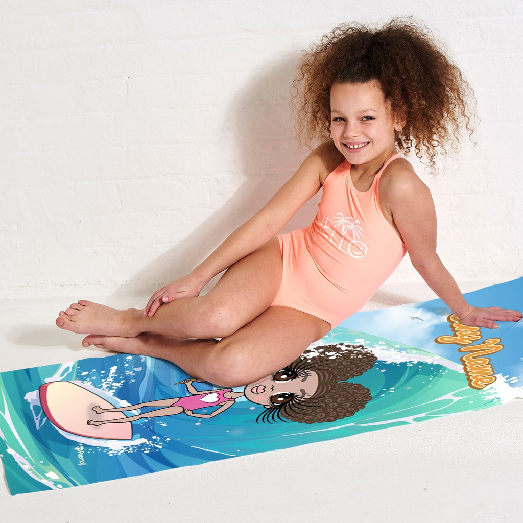 Girls Personalized Surfs Up Beach Towel