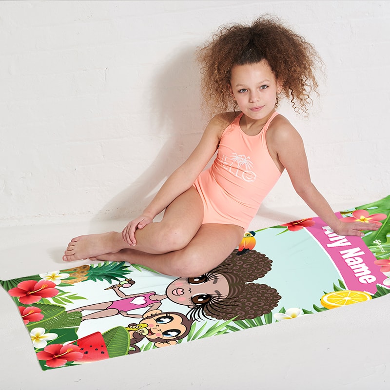 Girls Personalized Tropical Fun Beach Towel