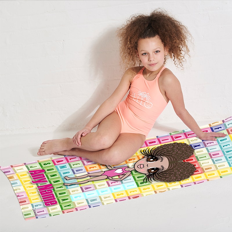 Girls Personalized Word Search Beach Towel