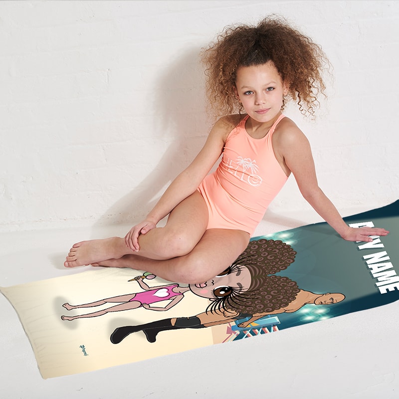 Girls Personalized Wrestling Champion Beach Towel