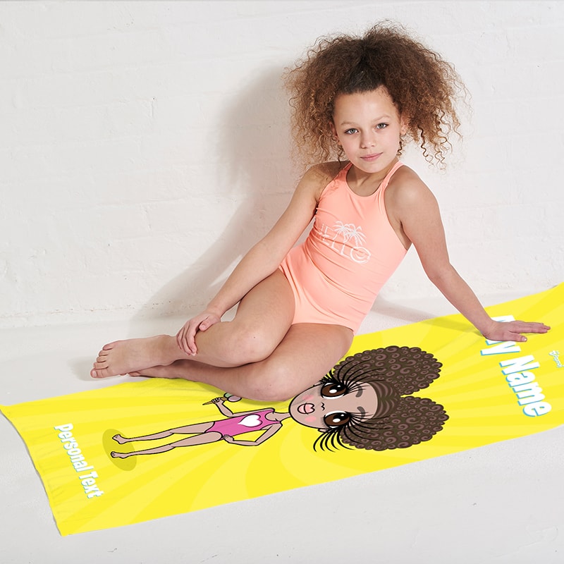 Girls Personalized Yellow Beach Towel