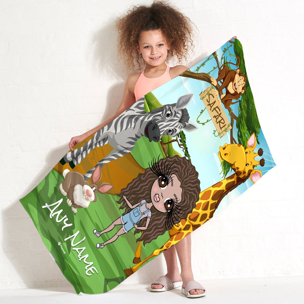 Girls Personalized Safari Beach Towel