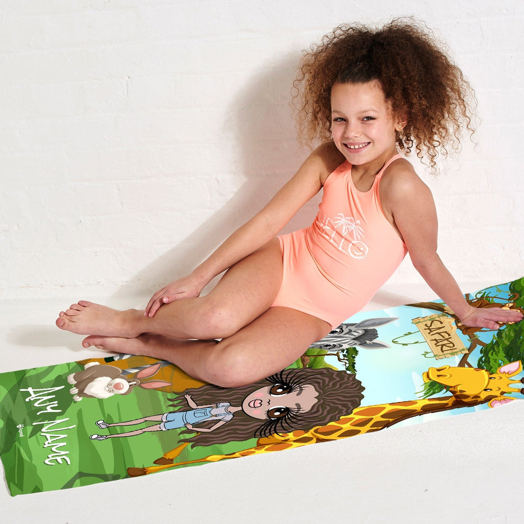 Girls Personalized Safari Beach Towel